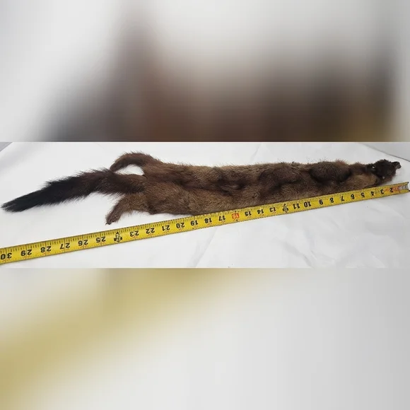 Vintage Mink Fur Whole Body Pelt Stole Collar Wrap Neck Shrug Clip Brown 30" - Picture 15 of 16